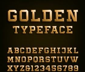 Dark golden alphabet with numbers vectors