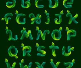 Dark green leaves fonts vector