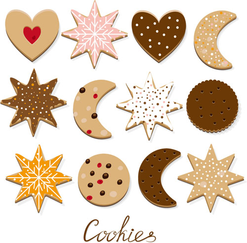 Delicious cookies vectors design 03