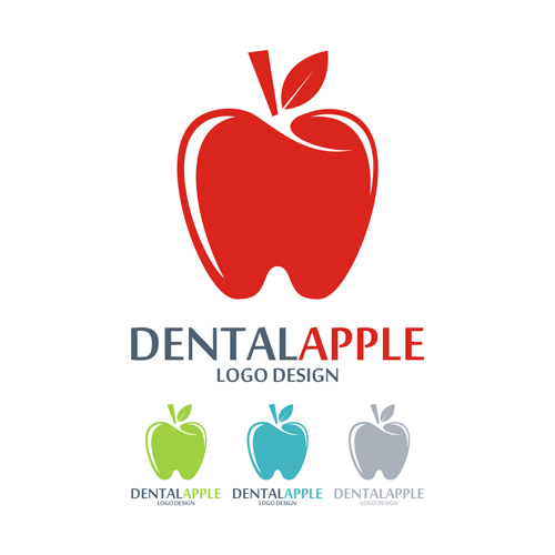 Dental apple logos design vector