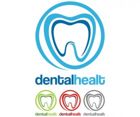 Dental healt circle logo vector set 01