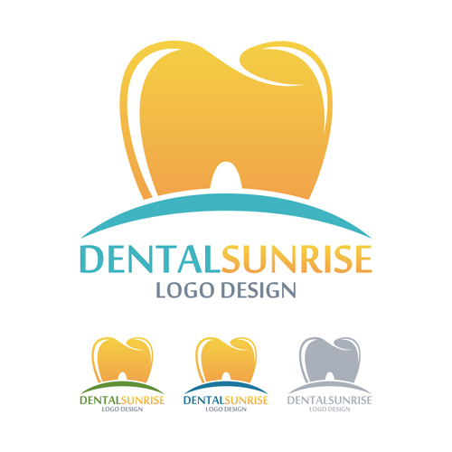 Dental sunrise logos vector material 01