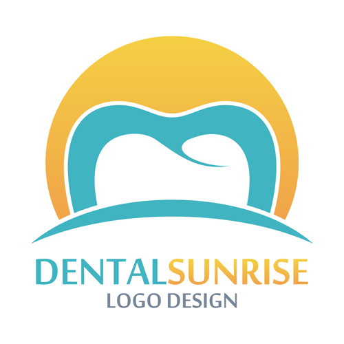 Dental sunrise logos vector material 02