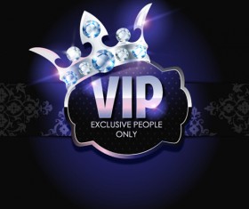 Diamond crown with dark blue VIP invitation card vector 01
