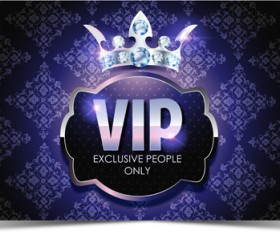 Diamond crown with dark blue VIP invitation card vector 02