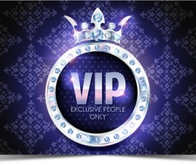 Diamond crown with dark blue VIP invitation card vector 03