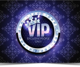 Diamond crown with dark blue VIP invitation card vector 04