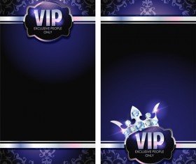 Diamond crown with dark blue VIP invitation card vector 06