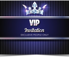 Diamond crown with dark blue VIP invitation card vector 08