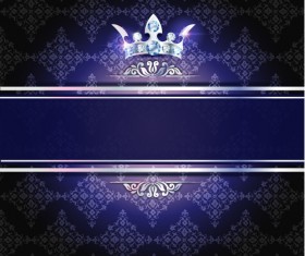 Diamond crown with dark blue VIP invitation card vector 09