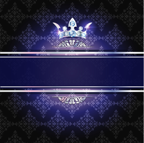 Diamond crown with dark blue VIP invitation card vector 09