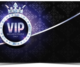 Diamond crown with dark blue VIP invitation card vector 11