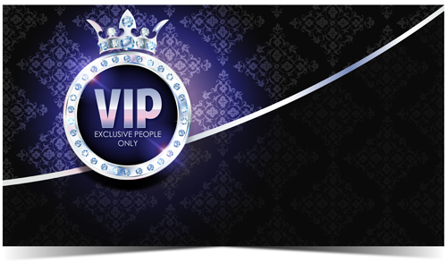 Diamond crown with dark blue VIP invitation card vector 11
