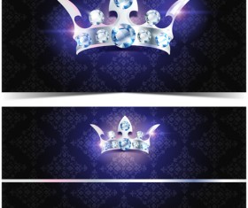 Diamond crown with dark blue VIP invitation card vector 12