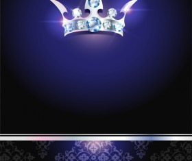 Diamond crown with dark blue VIP invitation card vector 13