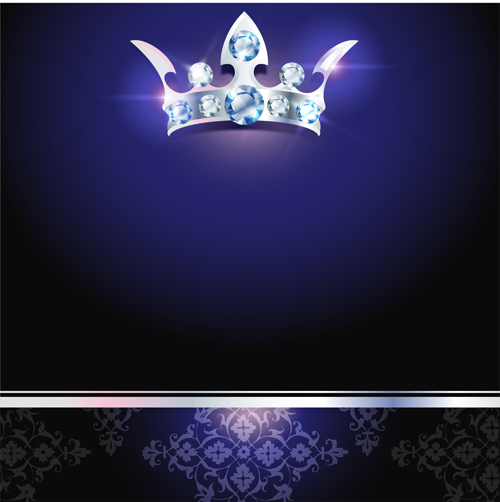 Diamond crown with dark blue VIP invitation card vector 13