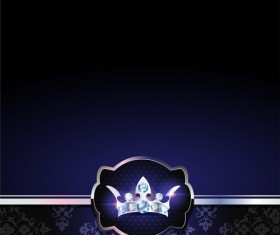 Diamond crown with dark blue VIP invitation card vector 14