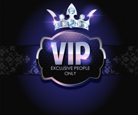Diamond crown with dark blue VIP invitation card vector 15
