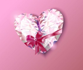 Diamond heart with bow valentines day card