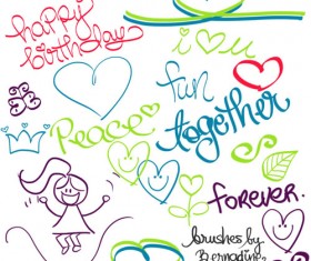 Doodles with heart Brushes