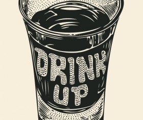 Drink with cup hand drawn vector