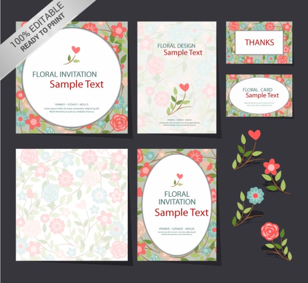 Exquisite floral decorations card vector