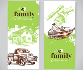 Family banners hand drawn vector 02