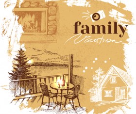 Family grunge background vector 01