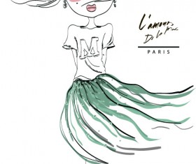 Fashion girls hand drawn illustration vector 02