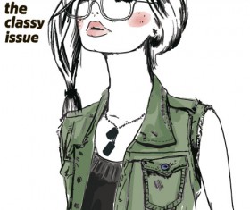 Fashion girls hand drawn illustration vector 03