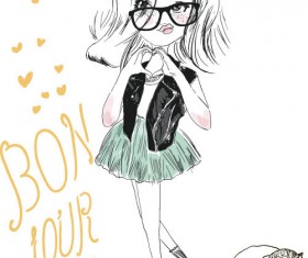 Fashion girls hand drawn illustration vector 11