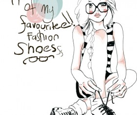 Fashion girls hand drawn illustration vector 13
