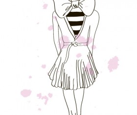 Fashion girls hand drawn illustration vector 15