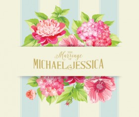 Floral marriage invitation cards vintage vectors 01