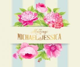 Floral marriage invitation cards vintage vectors 02