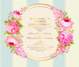 Floral marriage invitation cards vintage vectors 04