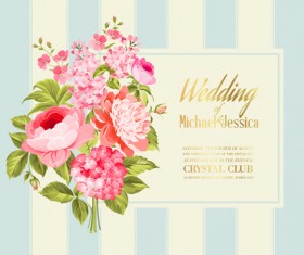 Floral marriage invitation cards vintage vectors 05