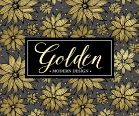 Floral seamless pattern with gold frame vectors 01