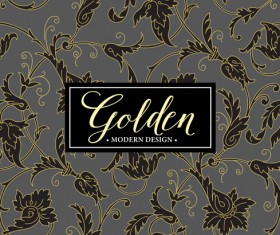 Floral seamless pattern with gold frame vectors 02