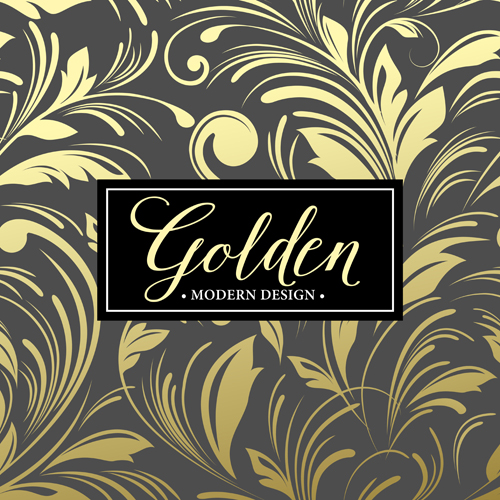 Floral seamless pattern with gold frame vectors 05