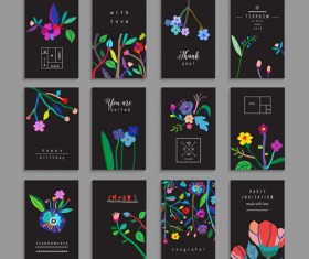 Flower with holiday cards vector set 03