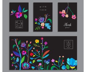 Flower with holiday cards vector set 04