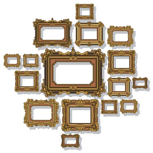 Frame antique design vector set 01