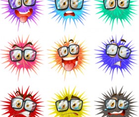 Funny bacterial smiles icons vector
