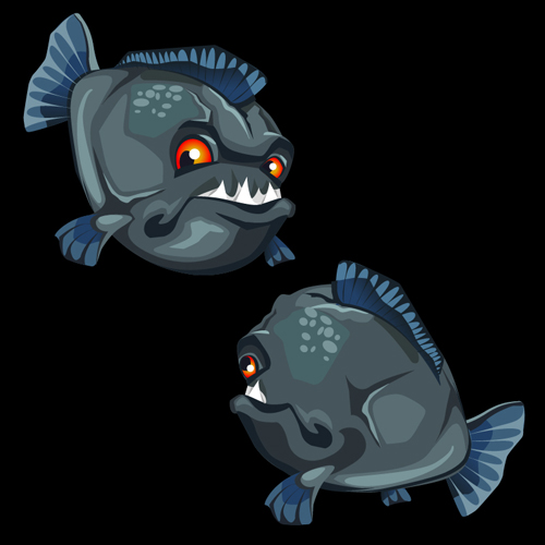 Funny cartoon fish vector design 01