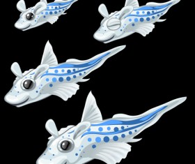 Funny cartoon fish vector design 05