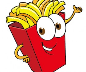 Funny french fries cartoon vector 01
