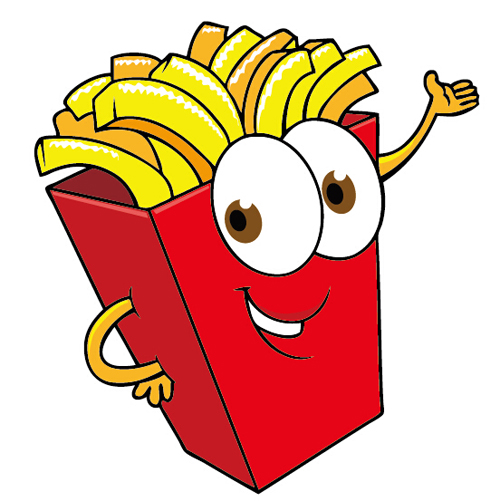 Funny french fries cartoon vector 01