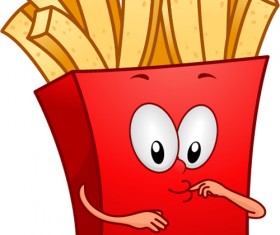 Funny french fries cartoon vector 02
