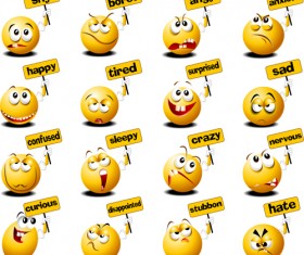 Funny spherical smiles with billboard icons vector